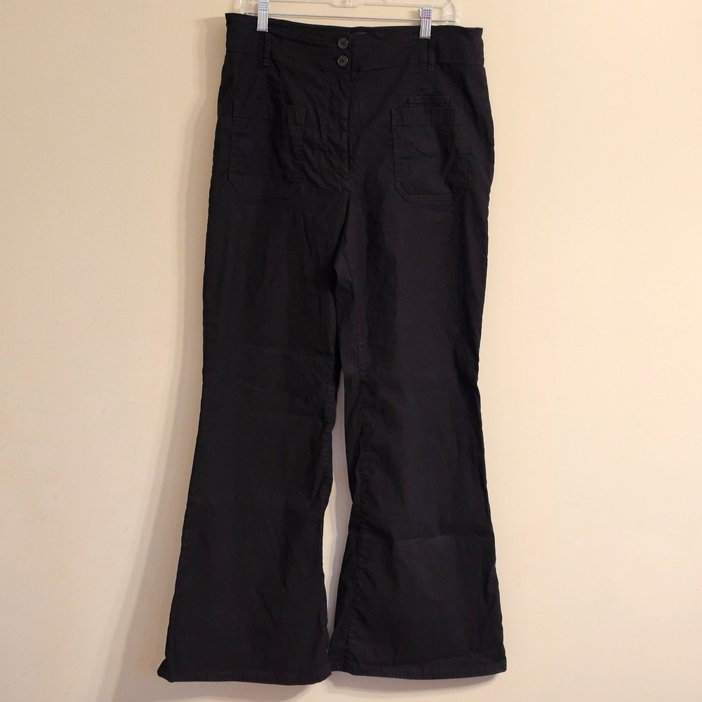 Maeve Anthropologie Junie Jean Women 34 Black Wide Leg Linen Blend OB2003779